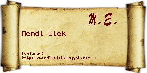 Mendl Elek névjegykártya